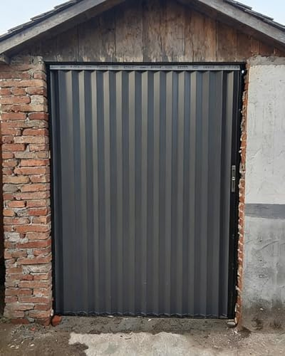 ZIMGOD Falttür Außenschiebetür für Außenbereich/Garten/Terrasse, Graue Aluminium-Falttüren mit Rahmen und Schloss, Faltbarer Versenkbarer Torvorhang für Innenbereich(40x80in (101.5x203cm))