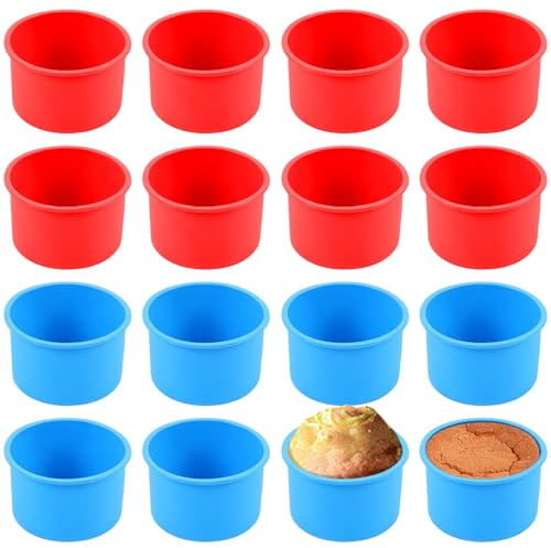 Odoukey Molde para pasteles de silicona de 12 piezas, moldes redondos de silicona antiadherentes de 4 pulgadas, molde para hornear fácil de limpiar para cocina