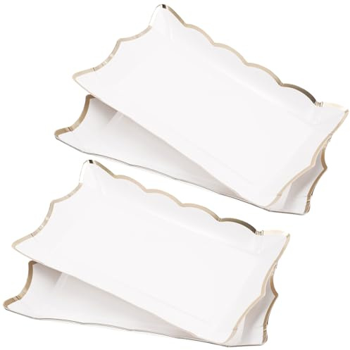 TOYANDONA 4 Pezzi Vassoi Rettangolari Eleganti con Ondulato per Dolci e Snack Contenitori per Candy Table per Feste e Buffet Vassoi Leggeri e Pratici per Frutta Biscotti e Dessert