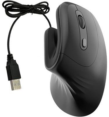 RASTKY Souris Verticale Rechargeable Matériaux de Haute qualité Conception à Silencieux pour Une Utilisation à la Maison et au Bureau Compatible avec //Mac OS Noir (Filaire)