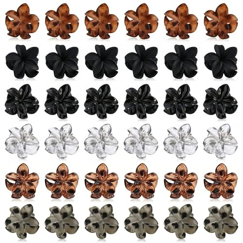 36 Piezas Pinzas de Pelo Pequeñas, Flor 6 Colores Pinzas Crocodilo Antideslizante, Hair Clips para Mujeres y Chicas, Accesorios de Styling Capilar para Pelo Fino y Grueso
