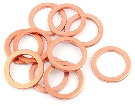 sourcing map 10stk. 22mm x 16mm x 2mm Kupfer Dichtung Packung Zerkleinerungsscheibe Flach Ring de