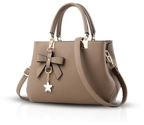 NICOLE & DORIS Damen Handtaschen Designer Tasche Elegante Frauen Umhängetasche PU Leather Shopper Henkeltasche mit Abnehmbar Schulterriemen Braun