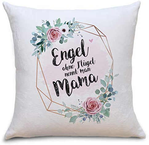 OWLBOOK® Kissen mit Spruch Engel ohne Flügel nennt man Mama - Geschenke für Mama zum Geburtstag Muttertag als Geburtstagsgeschenk Muttertagsgeschenke | Zierkissen Polster mit Füllung 40x40 cm