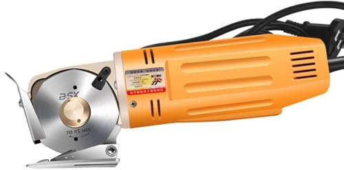 hzexun Elektrischer Stoffschneider Elektrische Rotationsschneider Stoffschneidemaschine 70mm Klinge Mit 25mm Maximaler Schnittdicke Ideal Zum Schneiden Von Textilien/Leder/Papier 220V (Gelb)