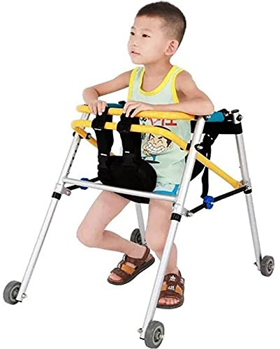 summerr Gehhilfe FüR Behinderte, Klappbarer Kinder-Rehabilitations-Rollator-Walker-Antrieb, Aluminiumlegierung 4 Räder Kindermobilitäts-Gehhilfen mit Sitz (Size : B)