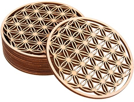 ProArts Blume des Lebens Untersetzer Holz - Untersetzer Gläser Set von 4 Stück 10x10cm für Getränke und Kaffee-Tee - Tassenuntersetzer
