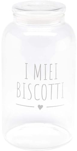NUVOLE DI STOFFA Contenitore Biscottiera vetro I MIEI BISCOTTI 2300 ml 13x23,5cm