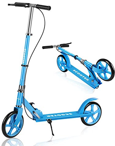 Bueuwe City Roller für Kinder Erwachsene, Kickboard Tretroller Erwachsene 120kg Tragkraft, Cityroller Big Wheel Scooter für Mädchen Jungen, Höhenverstellbar, 200mm PU Räder, Handbremse