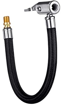 1 Pezzi Adattatore per Tubo di Gonfiaggio per Pneumatici, Tubo in Gomma per Gonfiaggio ad Aria di Pneumatici Bicicletta, Moto e Auto, Fili di Gonfia Tubo Aria Gonfiatore, Nero