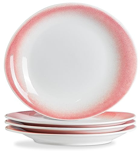 Dinner Plates, Salad Plates 28cm Ceramic Plates Modern Curve Oval Plate Set of 4 Large Serving Dishes for Appetizers Desserts Pasta Pizza | Scratch-resistant, Dishwasher