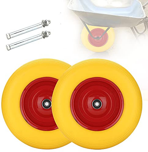 Eulenke 2 ruote per carriola con asse, 4.80 4.00 – 8 in gomma piena, ruota di ricambio per carriola, ruota di ricambio, ruota per carriola, 390 mm, ruota in gomma, a prova di foratura, portata 200 kg,