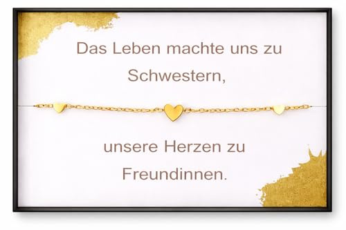 NataschaWoge® 18K Gold SCHWESTER GESCHENK Minimalistisches kleines Herz ARMBAND dünnes Edelstahl personalisierter Schmuck Armkettchen