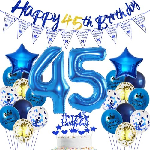 Blau 45. Geburtstag Dekoration Mann, Blau 45 Jahr Männer Geburtstagsdeko, Luftballon 45. Geburtstag Party Deko, Mann Geburtstagsdeko 45 Jahre, 45 Ballon, Deko 45 Jahr