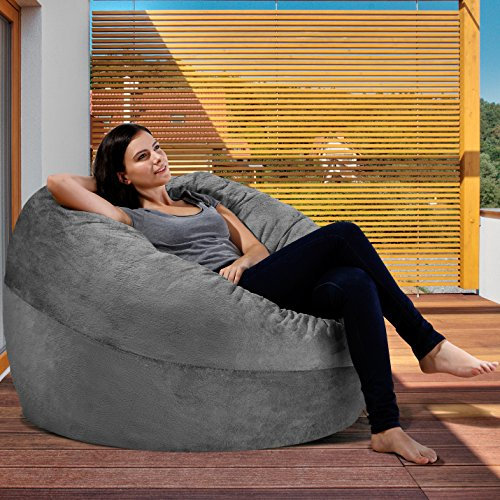 fluffsac Sitzsack XXL 90cm für Erwachsene und Kinder - mit Memory Schaumstoff Füllung - Premium Sitzsack Weich und Bequem