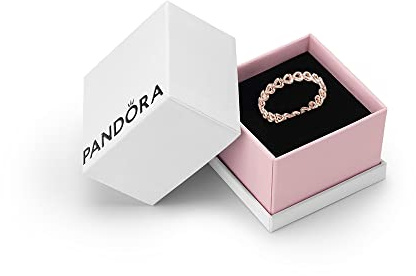 Anillo de Banda de Corazones PANDORA Moments para Mujer, Chapado en Oro Rosa de 14k, XS, Metal