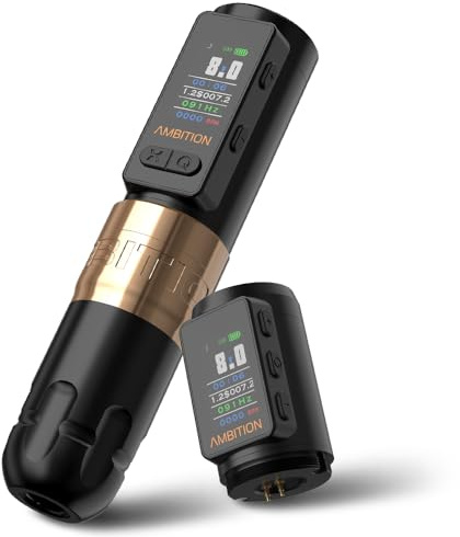 Ambition Soldier Max Machine à Tatouer Rotative Sans Fil - Machine Tatouage 4.0mm Course, Mode Fréquence, Système Stabilisation, Double Batterie 2400mAh pour Artistes Professionnels