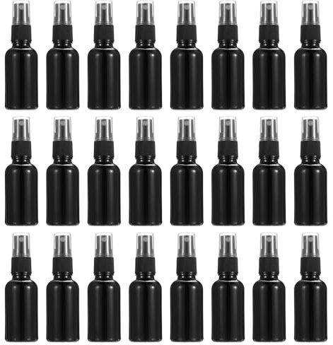 PATIKIL 1oz Glass Spray Bottles, 72pcs Nozzle Leak Proof Empty Water Mist Stream Sprayer for Cleaning Solutions Plants Hair, Black