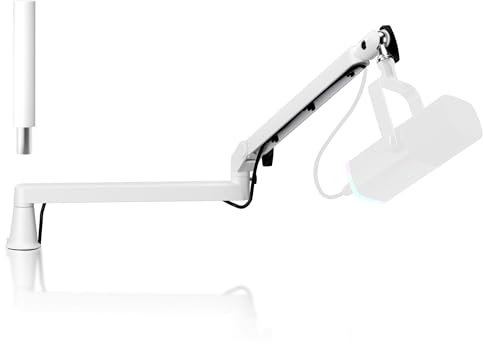 Prizmora Brazo de micrófono de perfil bajo, brazo de brazo de brazo profesional ajustable sólido para escritorio, soporte de gestión de cables, soporte de micrófono para podcast, transmisión, juegos,