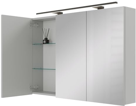 Planetmöbel ARIA Spiegelschrank Bad mit Beleuchtung 120 cm