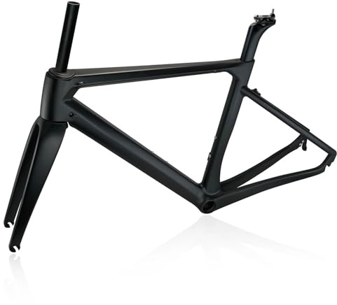 BSFHQS 700C Rennrad Rahmensatz 46CM 48CM 50CM 52CM 54CM Carbonfaser Felgenbremsrahmen Windbreaker-Rahmen Schnellspanner Rahmen F100mm/R130mm QR BB386 Press-in(48CM)
