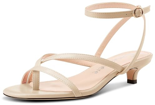 Castamere Femmes Kitten Talon Heel Ouvert Rond Bout Sandales Lanières Cheville Danse Dress Été 3.5 CM Heels