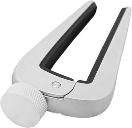 Vaguelly Adjustable Guitar Capo Acoustic in Silver Zinc Alloy with Silicone Padding, Easy to Use and Designed for 6 String Acoustic Guitars and Mandolins, for Amateur Enthusiasts