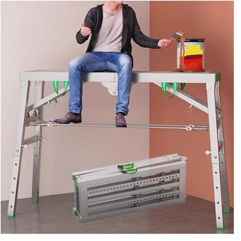 Leiter Tragbare klappbare Gerüstwerkbank, Gerüst höhenverstellbar für Heimtechnik 40 cm breite Mehrzweck-Arbeitsplattform (B, 160x40cm)