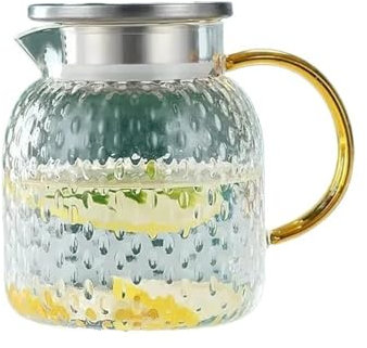 Pichet à Eau Pichet à eau en verre avec couvercle filtrant et bec verseur Carafe en verre résistant à la chaleur for boissons chaudes et froides Bouteille de thé glacé maison Carafe à Eau / Pichet en