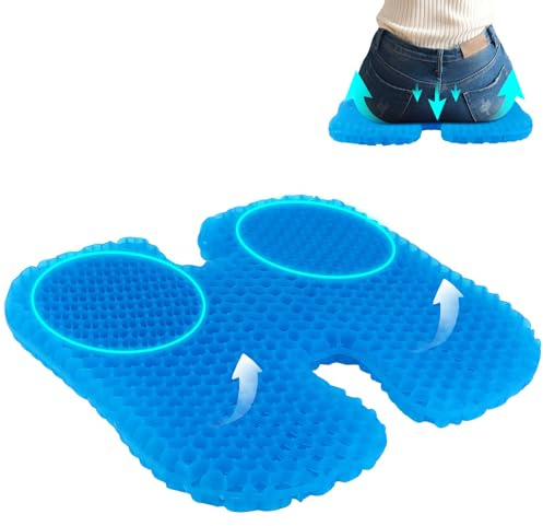 Gel Seat Cushion for Long Sitting, Breathable Honeycomb Design Gel Cushion - Relieving Back Coccyx Pain Pressure Cushion, for Car Office Home Wheelchair