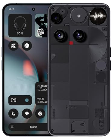 Nothing Phone (3) Smartphone, 2025 New 5G Unlocked Phones Android 15, Snapdragon 8s Gen4, AI Mobile Phones with Four 50MP Cameras & AMOLED Display, 5150mAh, Glyph Interface, Cell Phone 12+256GB Black