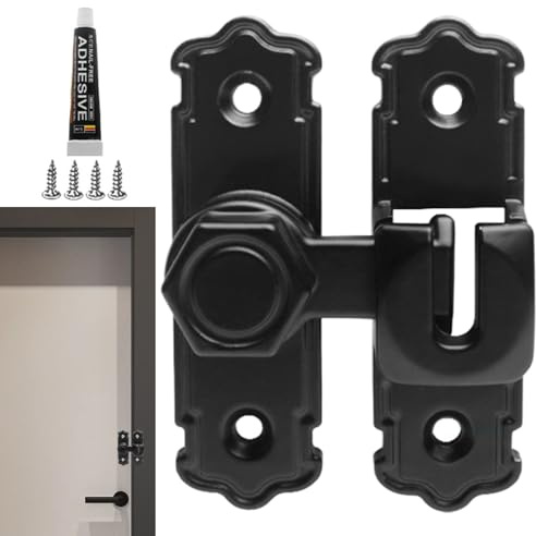 Türriegel für Moskitonetz, Sicherheitsschloss für den Innenbereich, ohne Bohren, mit Haken | Sicherheitsschloss innen aus Metall für Schlafzimmer, Balkon, Küche, Garten, Scheune, Wohnung, Dortoire