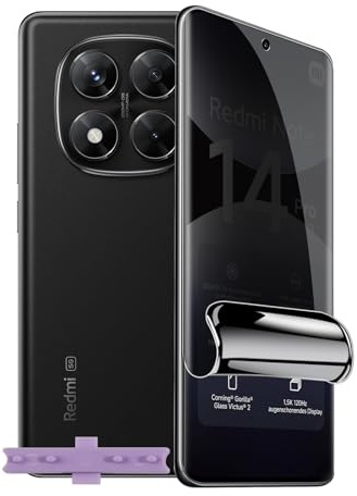 Liilaa Protector de Pantalla de Privacidad para Xiaomi Redmi Note 14 Pro/14 Pro+, [Compatible Huellas Dactilares ID] Antiespia Película, Sin Burbujas alta Sensibilidad