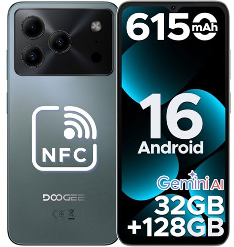 DOOGEE Note56 Pro Android 16 Telephone Portable, 6150mAh 32Go+128Go Smartphone Pas Cher13MP+8MP Écran 6.56 HD+/90Hz, TF 2To Débloqué 4G Dual SIM, Octa Core, Face ID/OTG