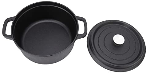 BAOFUYA Olla de Horno Holandés de Hierro Fundido, Material de Primera Calidad, Asas Dobles, 24 Cm para Guisos y Horneado, Perfecta para Cocinar en Familia