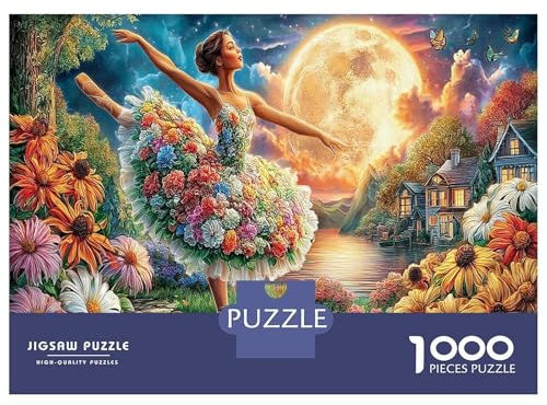 Moonlit Ballerina Classic 1000 Pc Rigid Cardboard Jigsaw Lakeside Village Seniors Brain Training Rainy Day Fun Must-Have for Puzzlers 70x50cm/1000pcs