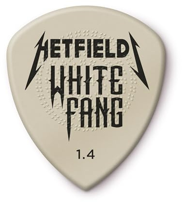 JIM DUNLOP - PH122P140 Hetfield White Fang Custom Flow 1.40 mm; plettri per chitarra; James Hetfield signature; custom flow pick; grip elevato; attacco preciso; players pack 6 pezzi