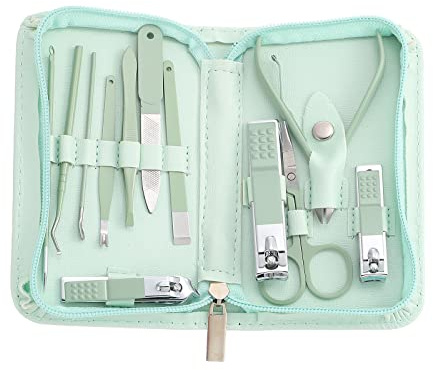 Housoutil Set Bolsa Tamaño Palma de Manicura y Pedicura de Acero Inoxidable Portátil para Uso Diario y Viajes