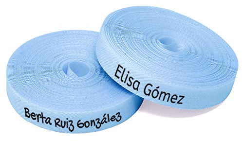 100 etichette blu con nome personalizzate da stirare sui vestiti. Nastro termoadesivo per asili nido, scuole e case di cura. Etichette personalizzate con un'icona di colore