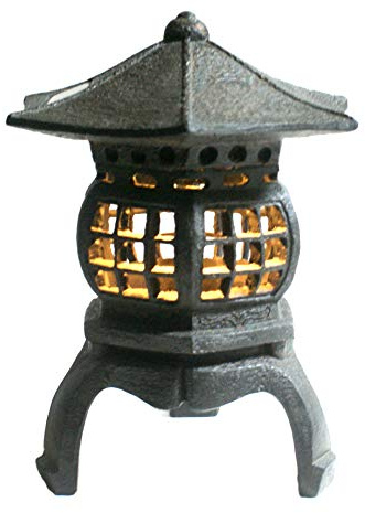 TIAAN Japanese Garden Lantern, “Yukimi-gata” Designed, Super Bright LED Illuminated Pagoda Light, Solar Power Garden Lantern， Stone-Look Finish, Decorative Outdoor (Oki-gata)