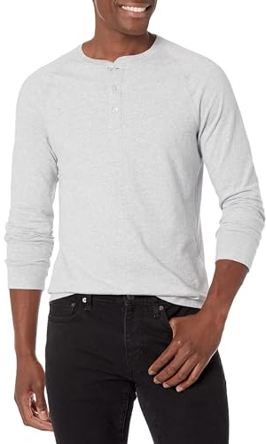 Amazon Essentials Herren Langarm-Henleyshirt aus 100% Baumwolle