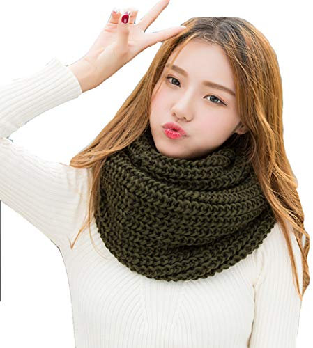 Cheerlife Herbst Winter Loop Schal Damen Schal Warmer Strickschal Schlauchschal Rundschal Armee-grün