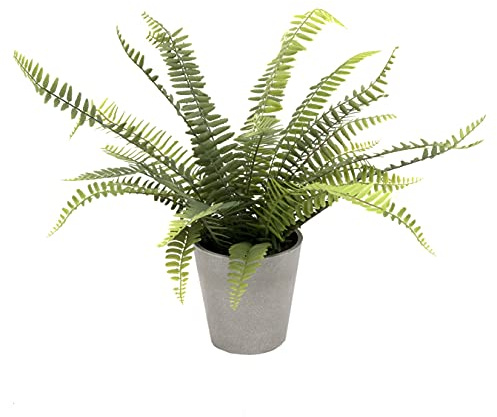 GreenBrokers Artificial Boston Fern in Grey Melamine Pot 45 cms