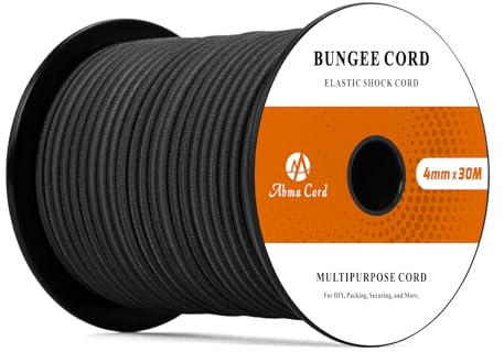 Abma Cord Gummirep 4mm 30M Elastisk Sladd Spännrep Elastiskt Rep Expanderrep för Presenning, Släpvagn, Ryggsäck, Tältstång, Kajak - Svart