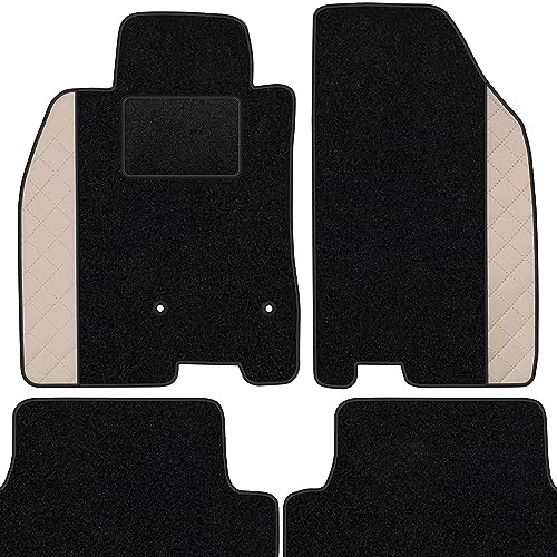 moto-MOLTICO Fußmatten Auto Velours Autoteppiche Schwarz Automatten | Set 4-teilig - Auffälliges Design - passend für Renault Captur 2014-2019 (Beiges Muster)