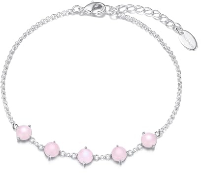Philip Jones Bracciale con Pietre preziose di Quarzo Rosa