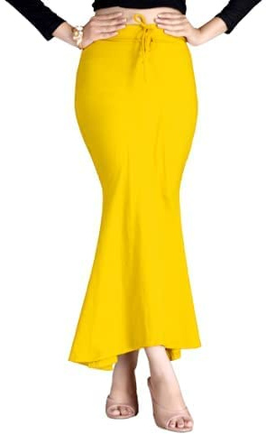 OSNICA Saree Shapewear Petticoat for Women, Cotton Blended,Petticoat,Skirts for Women,Shape Wear Dress for Saree One Size (M-L Size) (Yellow)