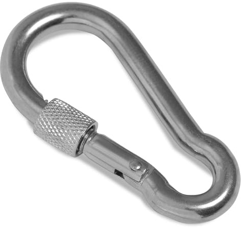 HEAVYTOOL Feuerwehr Karabinerhaken mit Schraube Edelstahl V4A (50x5mm 60x6mm 80x8mm 100x10mm) AISI316 NIRO INOX