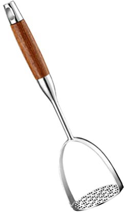 Angoily Robuster Kartoffelstampfer Edelstahl Mit Holzgriff Professioneller Kartoffelstampfer Küchenwerkzeug Für Bohnen Avocado Fleisch