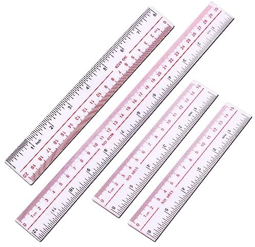 4-teiliges Kunststoff-Lineal-Set, 15,2 cm, transparente Lineale, Kunststoff, transparentes Lineal, bruchsicheres Lineal, 15, 20, 30 cm, Messlineal, Werkzeug für Studenten, Schule, Büro, Lehrlineal